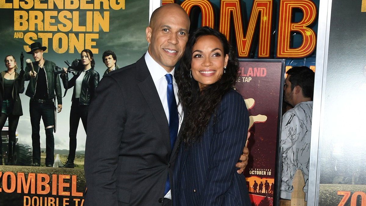 Rosario Dawson and Cory Booker at the premiere of "Zombieland Double Tap."