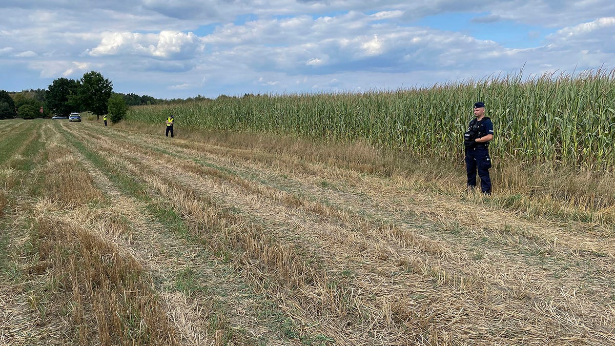 A Polish field where a Russian drone crashed. 
