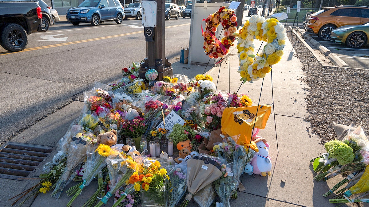 A memorial set up for victims of the mass school shooting at a Catholic school church.