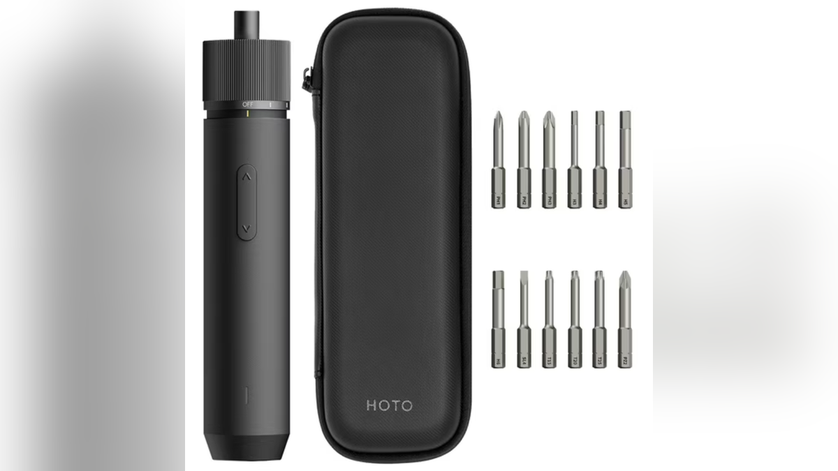 This screwdriver is powered by a rechargeable battery.