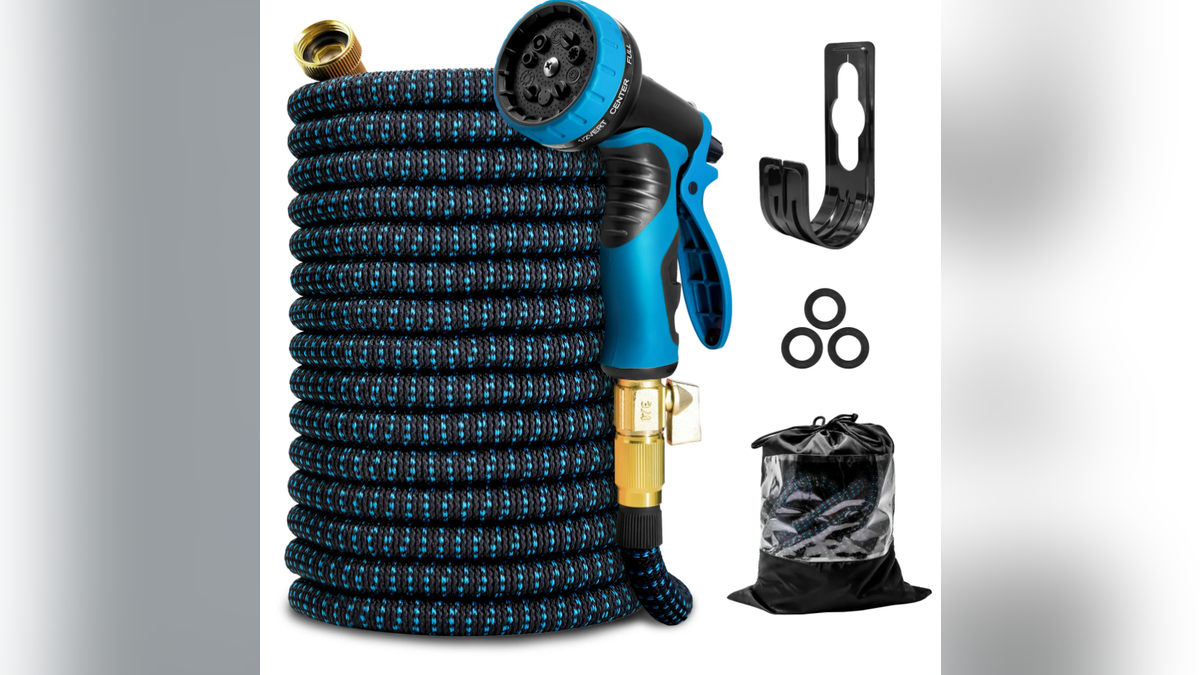 This expandable hose stretches out 100-feet.