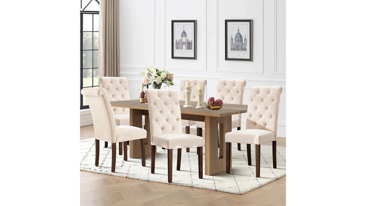 These two chairs look great at the head of the table. 