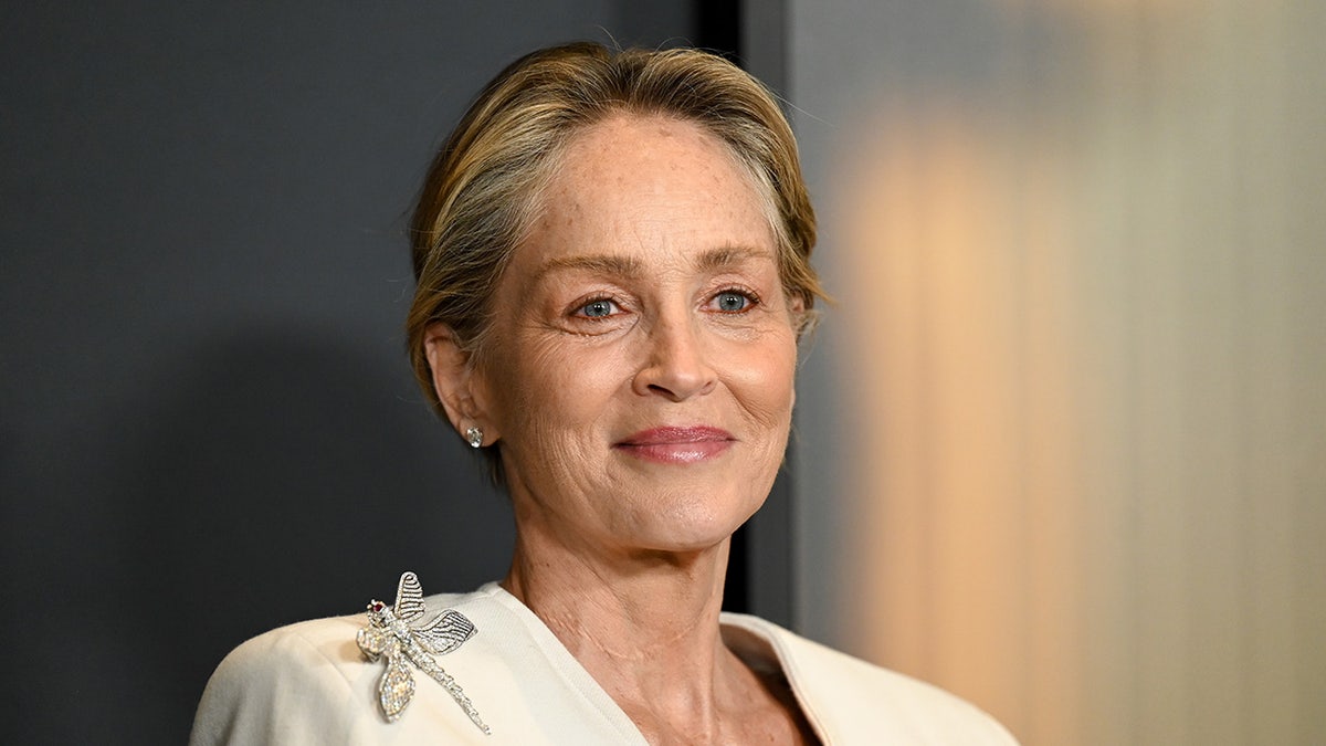 Sharon Stone wearing white