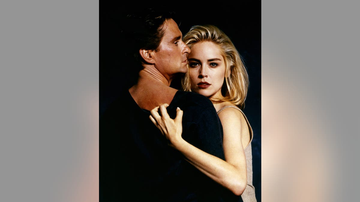 Sharon Stone and Michael Douglas in promotional photo for Basic Instinct