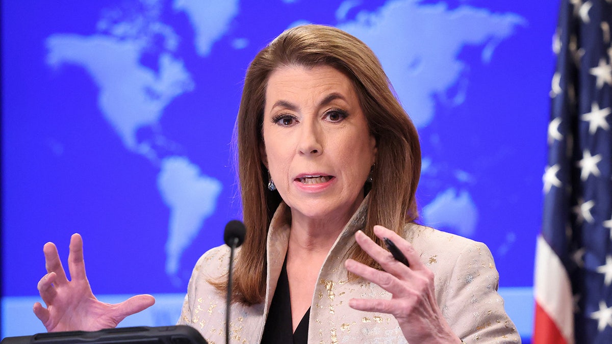 Tammy Bruce talks in the state department