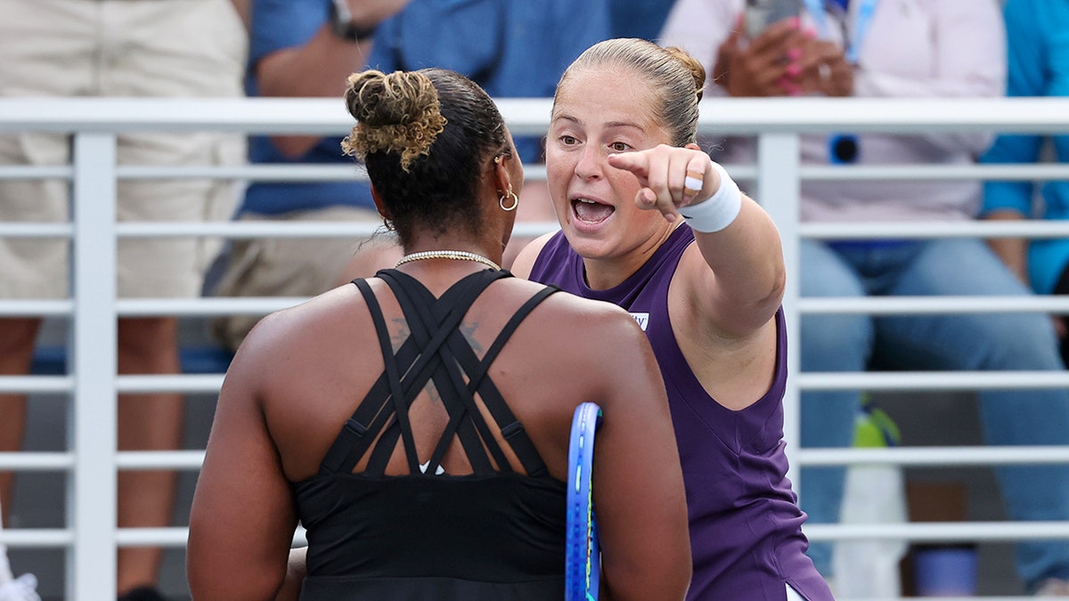 Taylor Townsend and Jelena Ostapenko argue