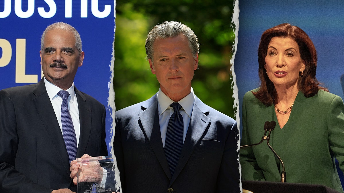 Eric Holder, California Gov Gavin Newsom and New York Gov Kathy Hochul