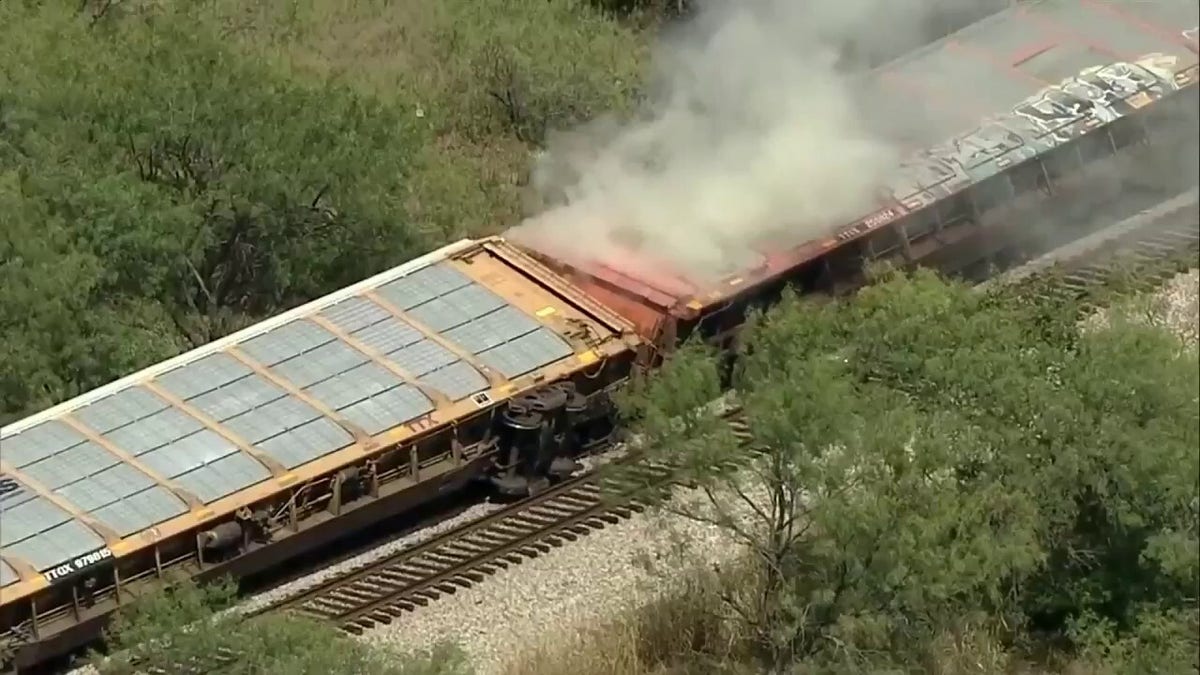 Train derails outside of Gordon, Texas on Aug. 12, 2025