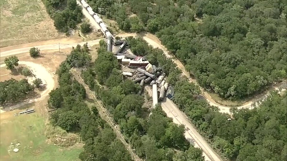 Train derails outside of Gordon, Texas on Aug. 12, 2025