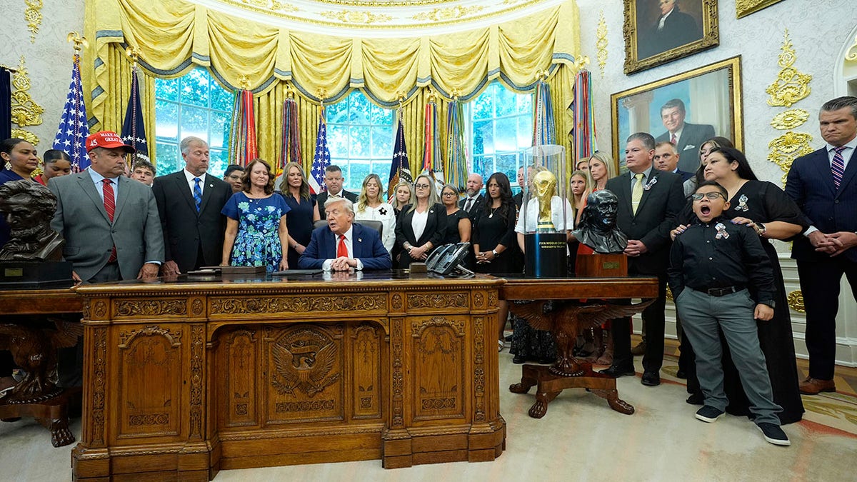 President Donald Trump in the White House with Gold Star families.