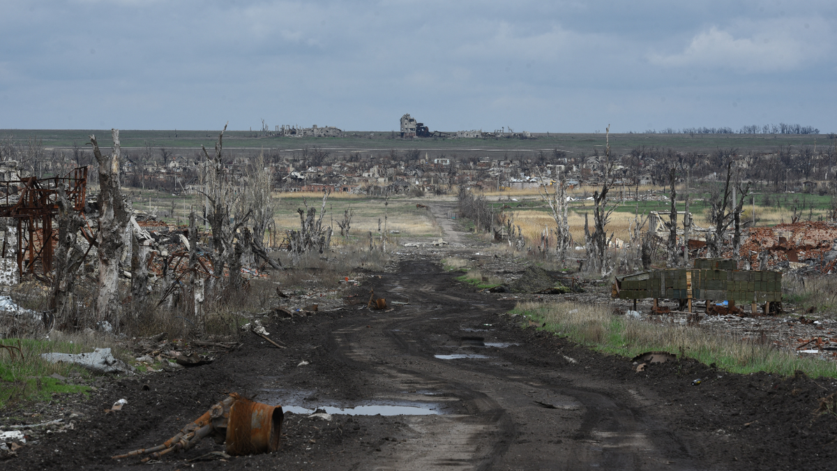 A view of a town in the Russian-controlled portion of Donetsk