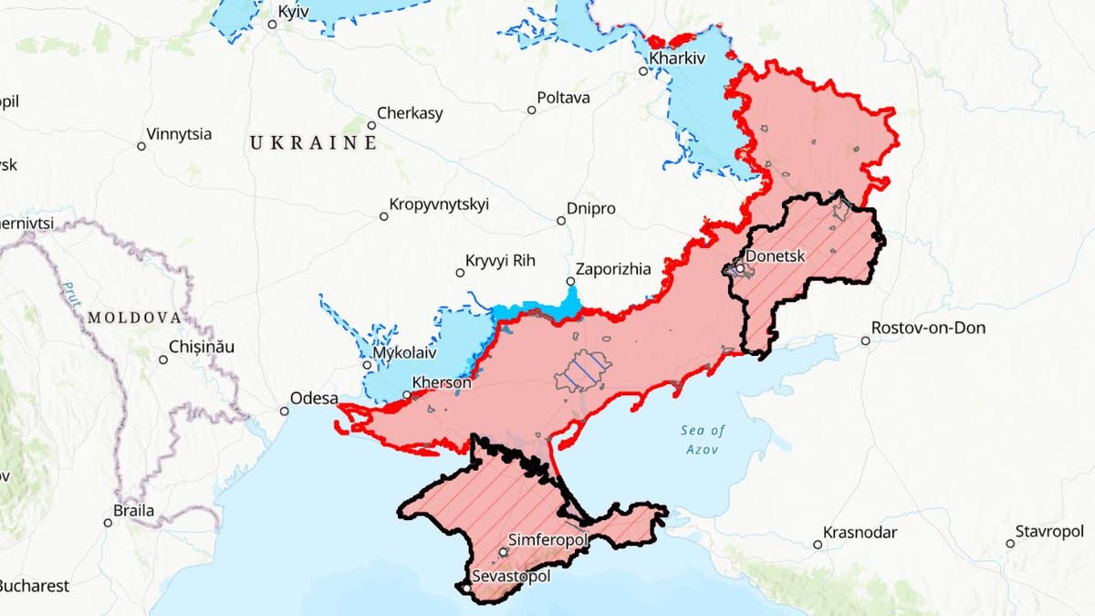 Map that shows Russian territorial control in Ukraine