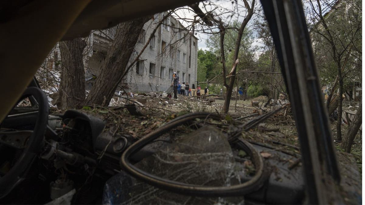 A view of a destructed site in Ukraine