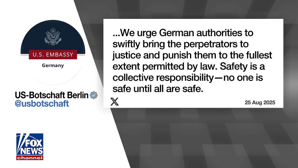 A statement from the U.S. embassy in Berlin condemns the attack on John Rudat