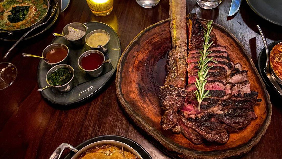 Beef case on display