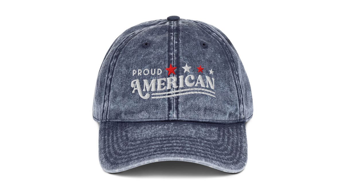Go vintage with this denim-wash hat.
