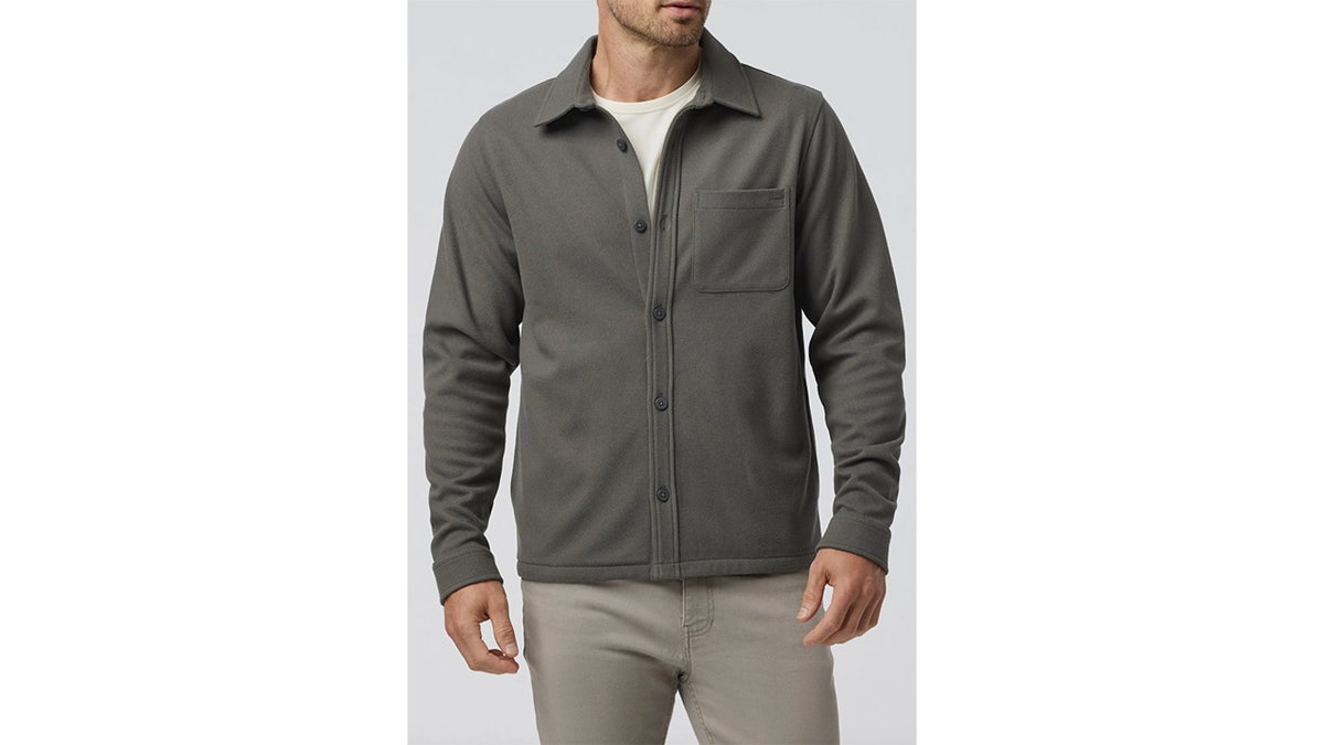 This bruise twill shirt jacket is on trend for fall.