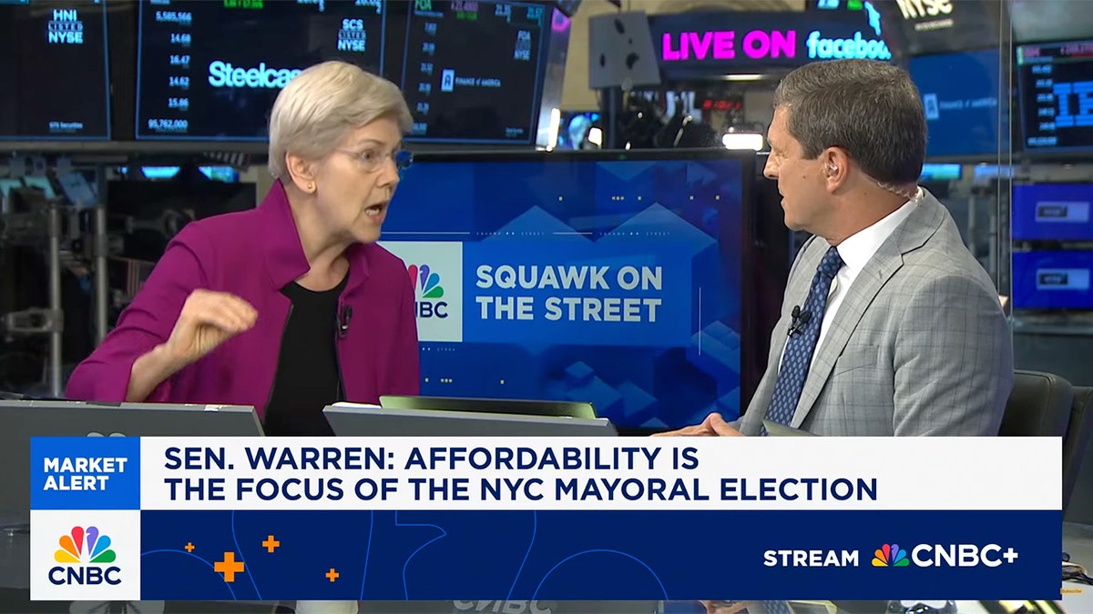 Liz Warren and CNBC host David Farber
