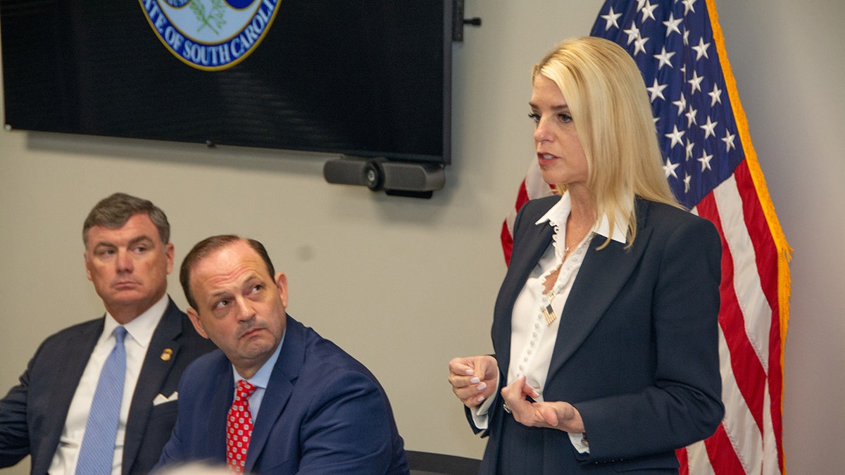 Bondi speaks in Greenville as Wilson listens
