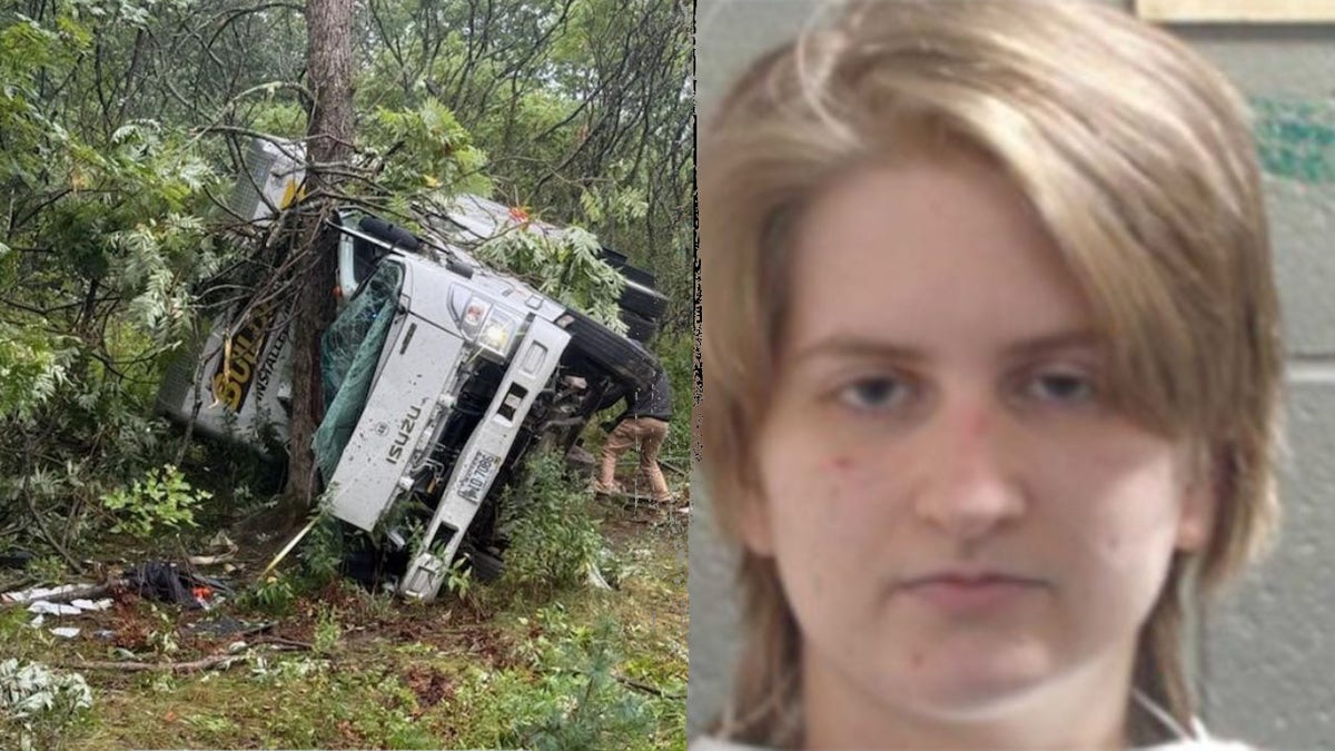 Woman allegedly tries to run over Border Patrol agents with car during Maine arrest 1 Olivia Wilkins and an image of the scene where she allegedly crashed her vehicle.