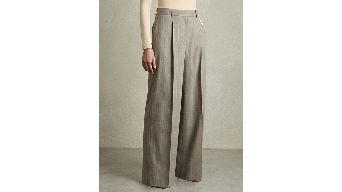 These pants have a flattering wide-leg silhouette.