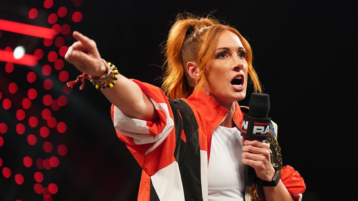 Becky Lynch confronts Nikki Bella during "Monday Night RAW" at Barclays Center of Brooklyn on Aug. 4, 2025 in New York, New York. 