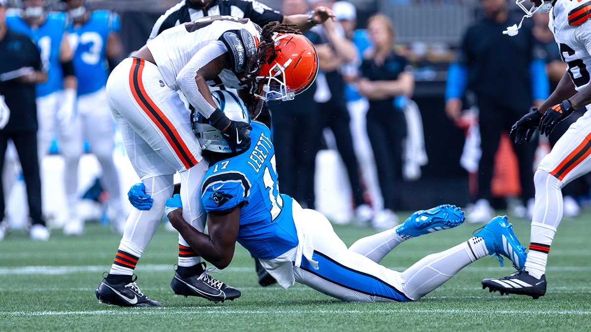 Panthers' Xavier Legette, Browns' Rayshawn Jenkins tossed after preseason brawl 1 Rayshawn Jenkins and Xavier Legette fight