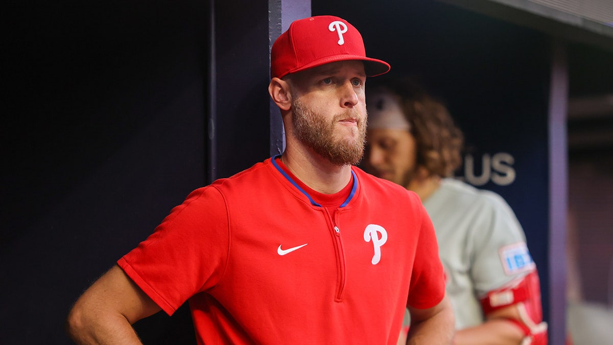 Zack Wheeler looks on 