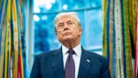 US President Donald Trump in the Oval Office of the White House in Washington.
