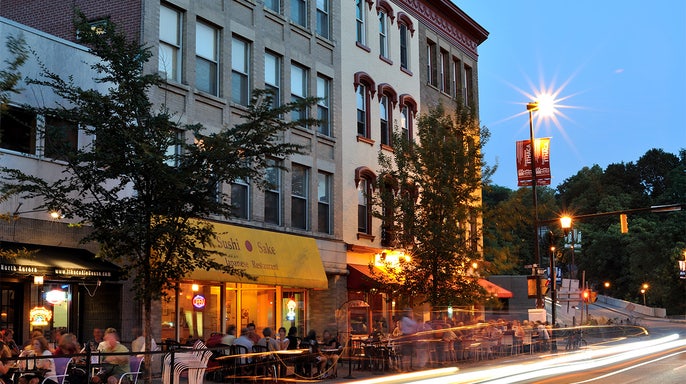 Downtown Ithaca, New York.