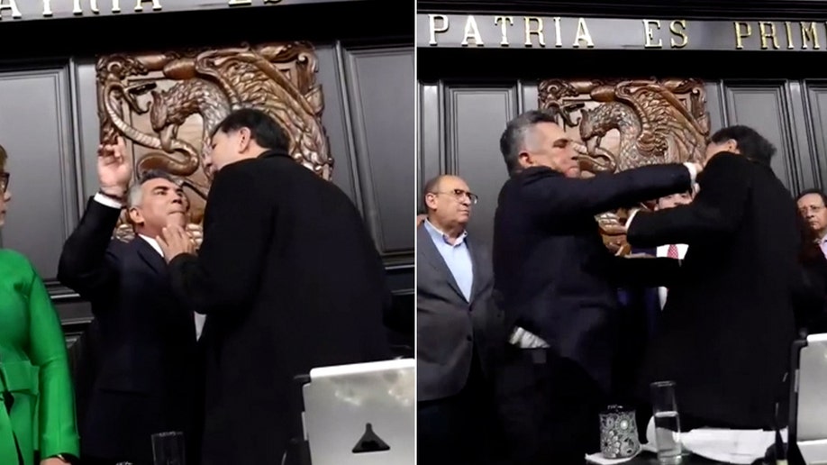 Split image of politicians fighting