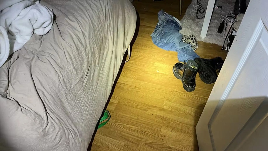 Evidence photo of the crime scene in the University of Idaho slayings committed by Bryan Kohberger