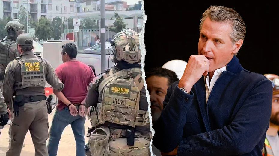 WATCH: US Border Patrol agents make arrest outside Gavin Newsom anti-Trump rally