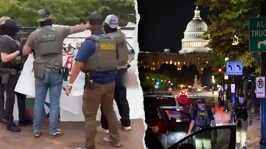 WATCH: Agents rip down vulgar anti-ICE sign amid Trump DC takeover: ‘Taking America back’