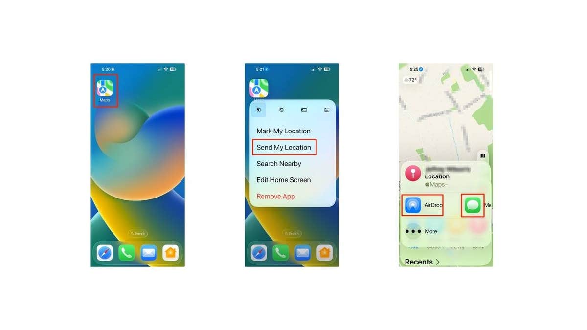 MAPS'ta konumunuzu anında paylaşmak için adımlar