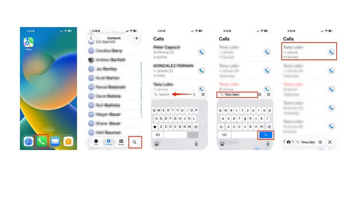 İletişim tarafından çağrı geçmişini görüntülemek için adımlar