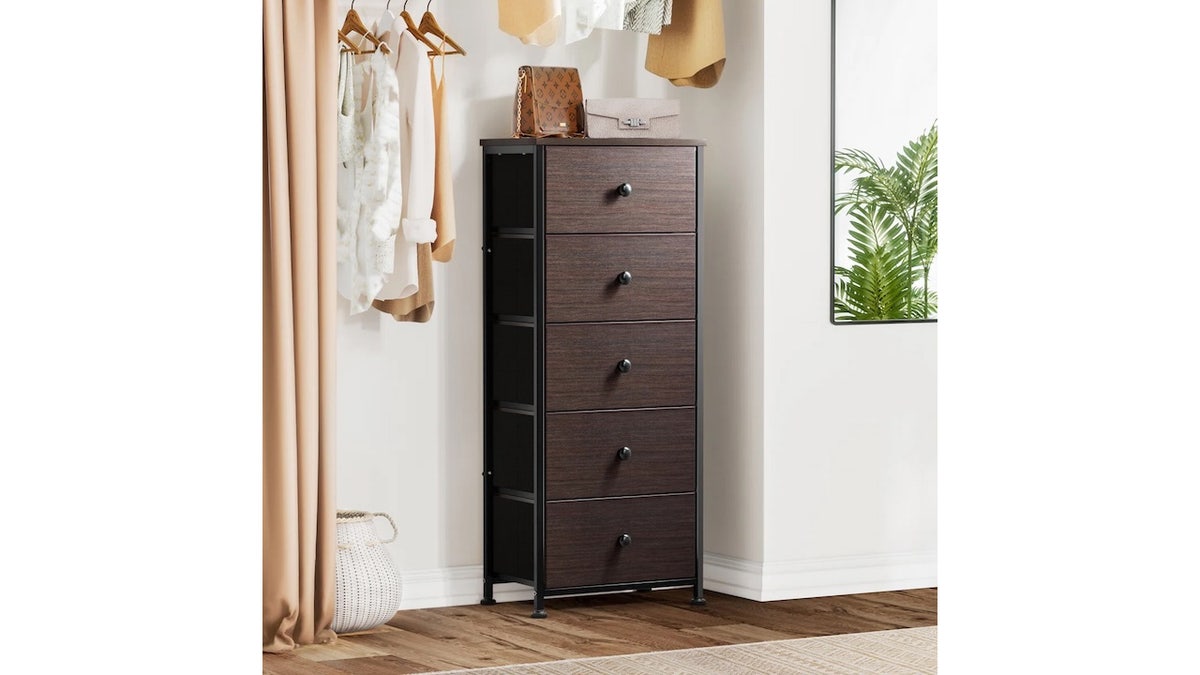Create easy storage with this five-drawer dresser.