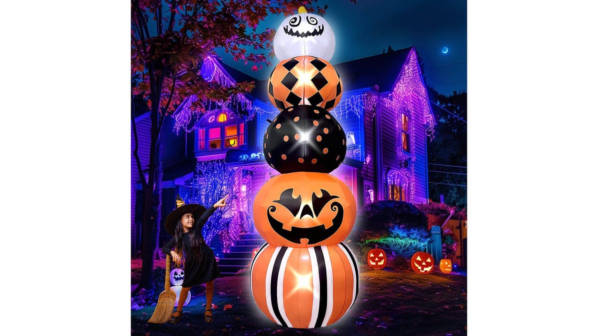 Go big with an inflatable pumpkin stack.
