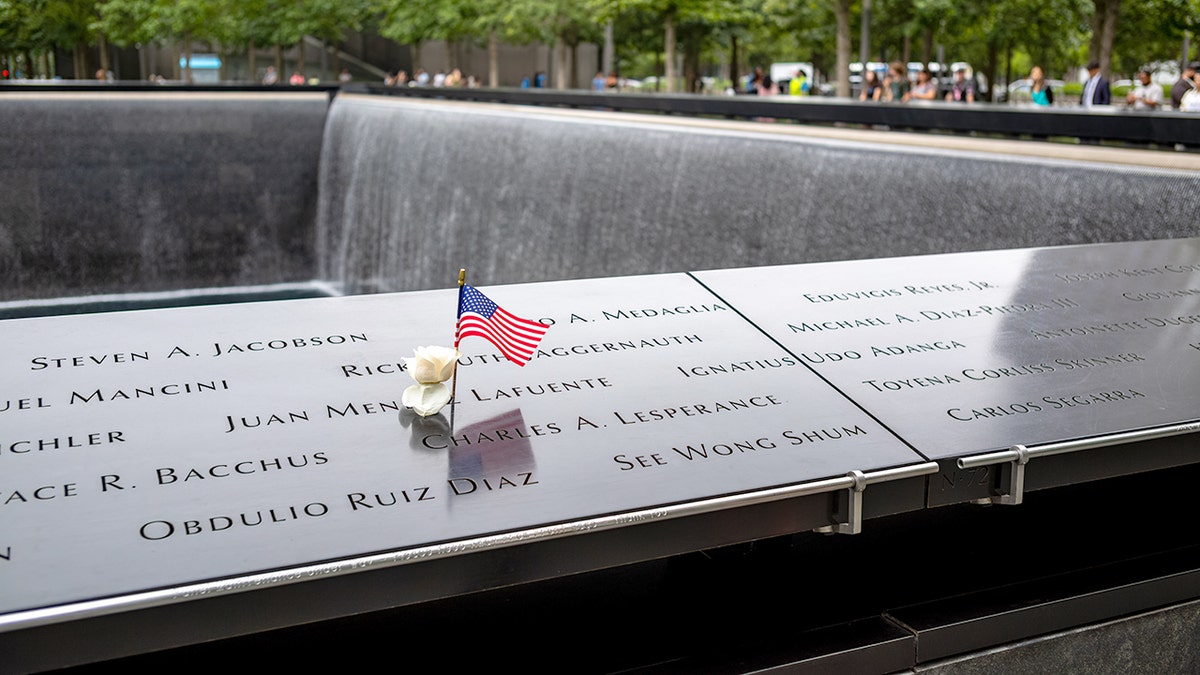 View of the location of the 9/11 Memorial in the Financial District of Lower Manhattan, New York.