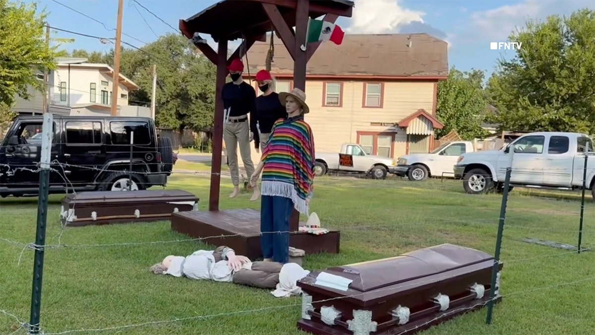 A Halloween display in a neighborhood in Houston, Texas, is drawing controversy throughout the community and online.