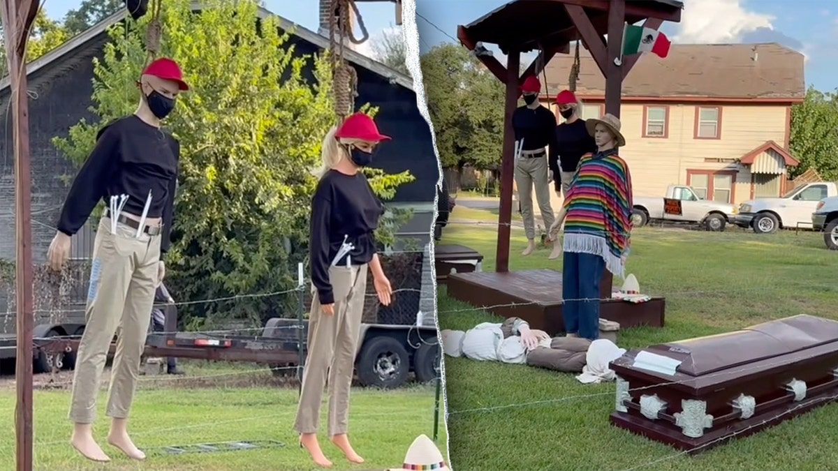 A Halloween display in a neighborhood in Houston, Texas, is drawing controversy throughout the community and online.