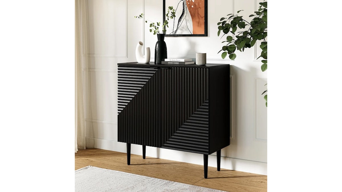 This cabinet can work in any room for extra storage.