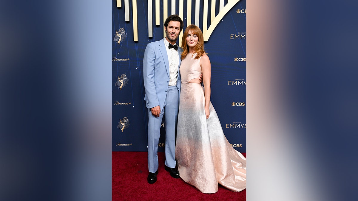 Adam Brody and Leighton Meester at the 2025 Emmy Awards.