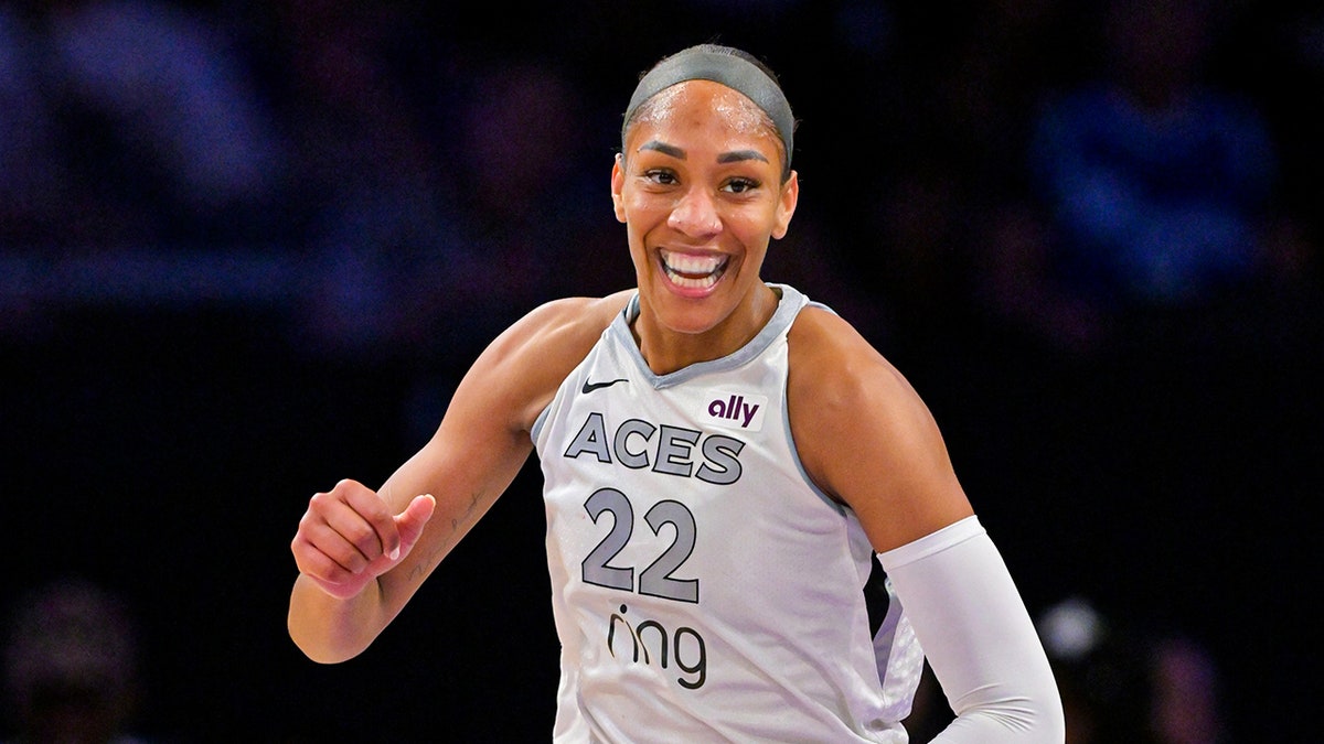 A'ja Wilson smiles on court