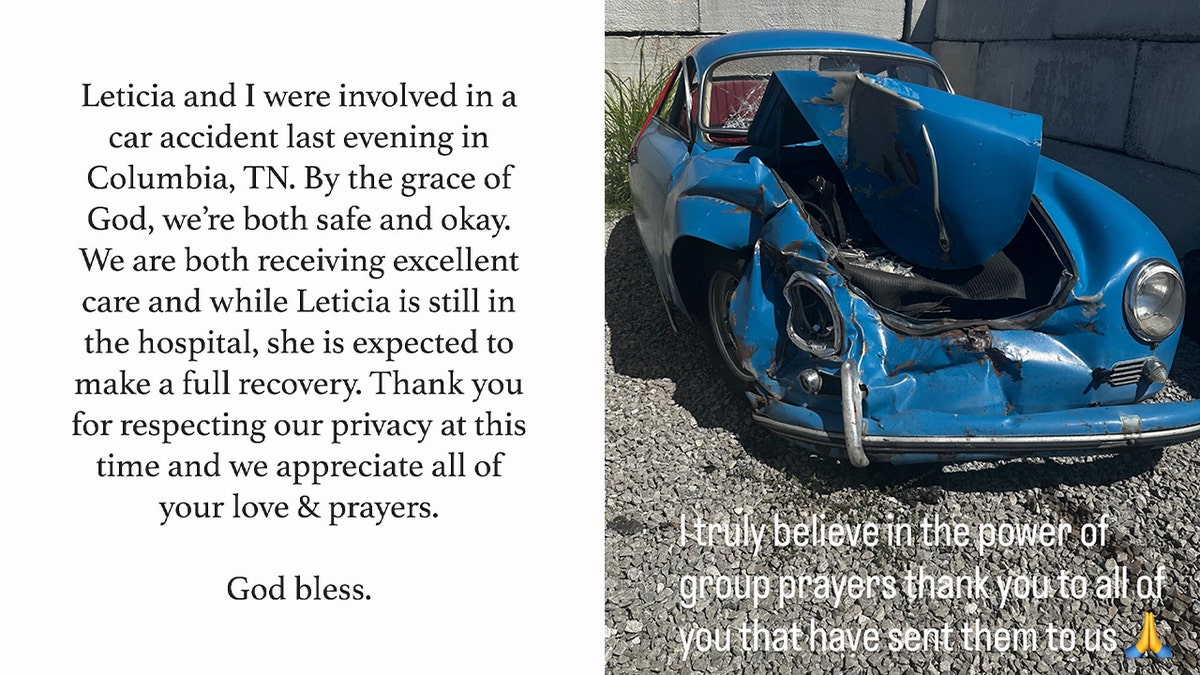 Mike Wolfe car crash photo, text