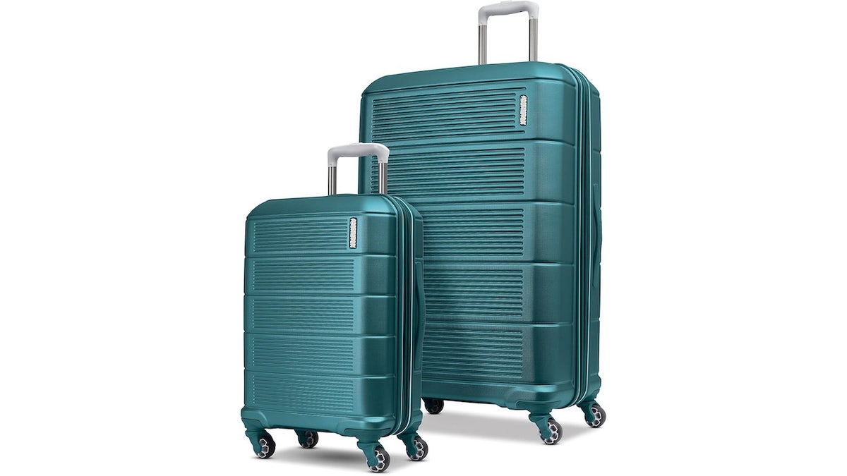 These hardshell suitcases are durable and colorful.