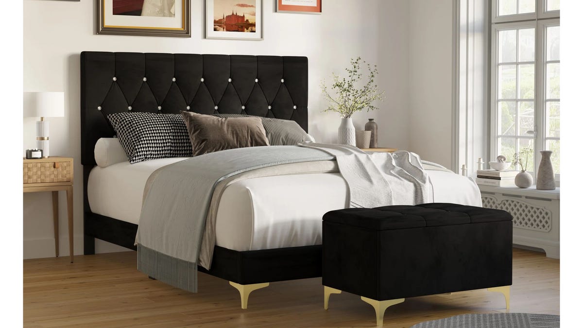 This bedroom set is modern and sleek.