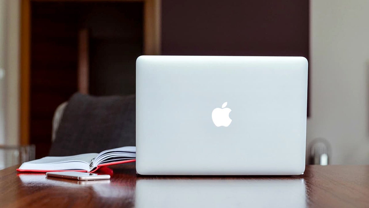 A Mac computer on a table