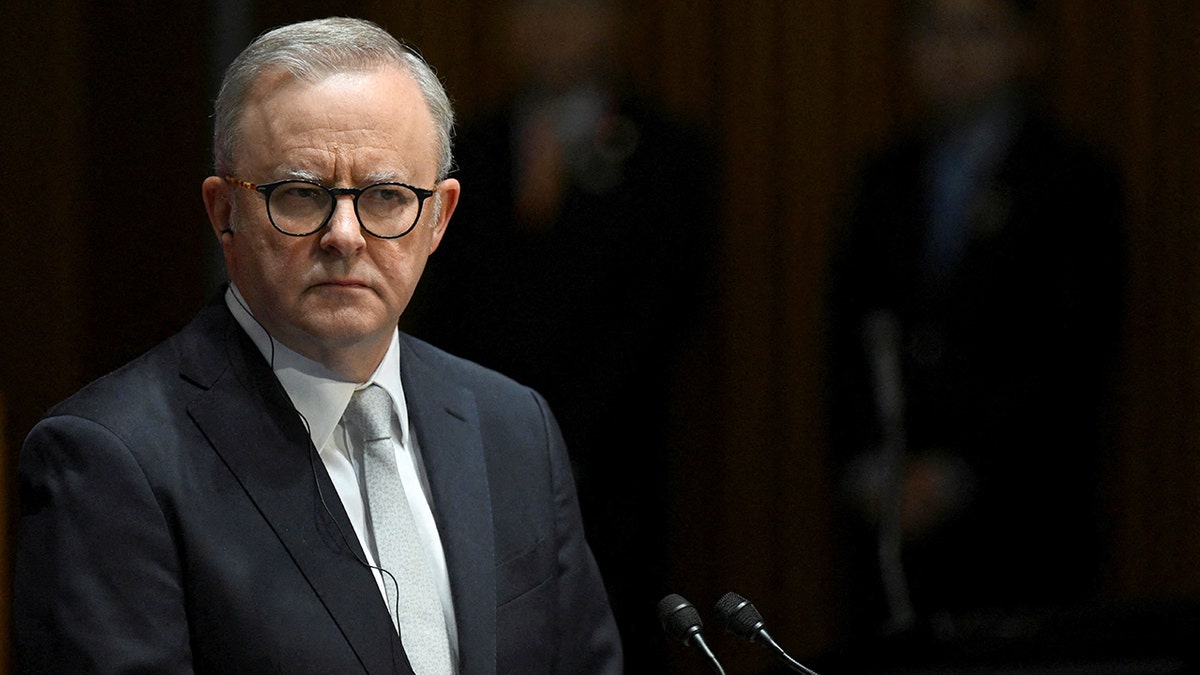 Australian Prime Minister Anthony Albanese listens in 2024