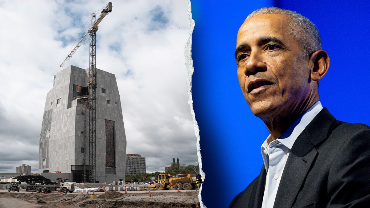 Barack Obama and the Obama Presidential Center construction site in Chicago.